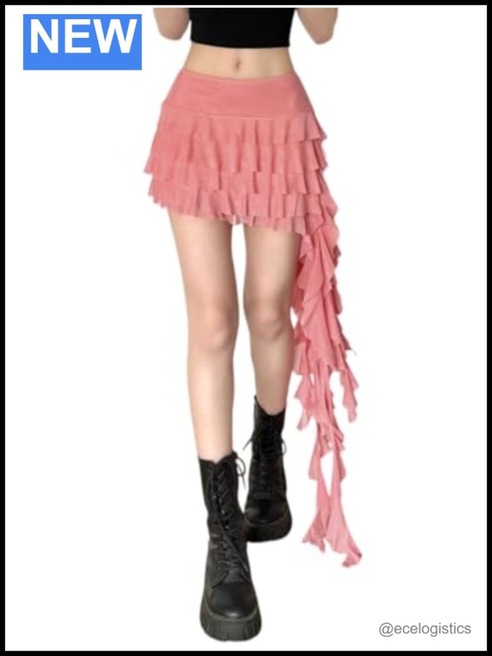 Mesh Irregular Layered Mini Skirt Y2K Club Party Skirt with Built-in Shorts